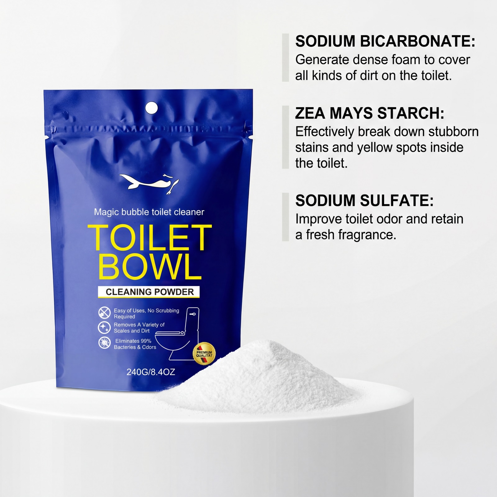 Toilet Cleansing Bubble Powder Clean Bathroom Toilet Remove Yellow Stains Reduce Odors Long Lasting Fragrance
