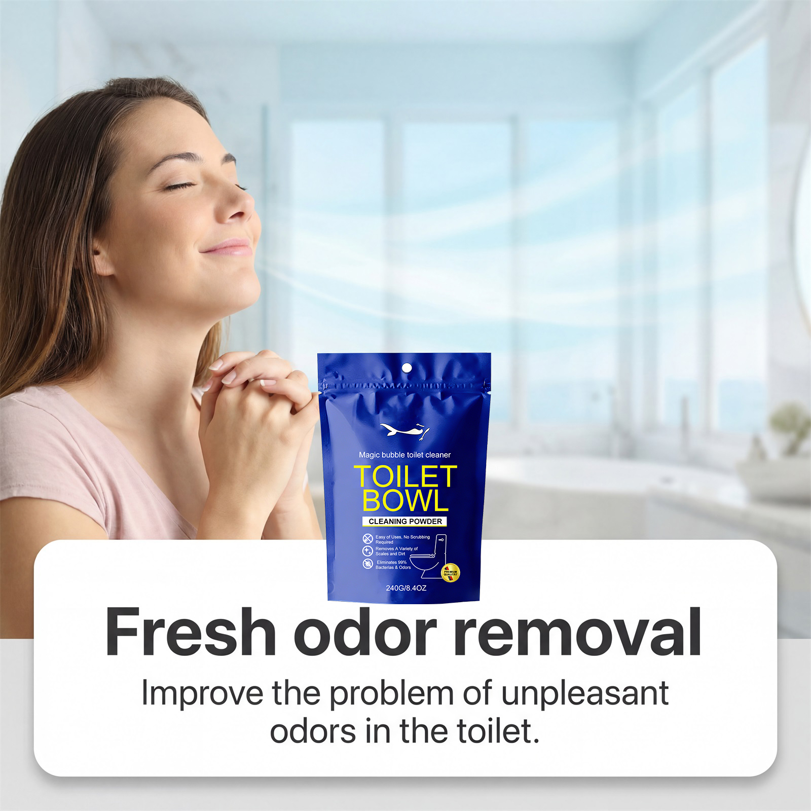 Toilet Cleansing Bubble Powder Clean Bathroom Toilet Remove Yellow Stains Reduce Odors Long Lasting Fragrance