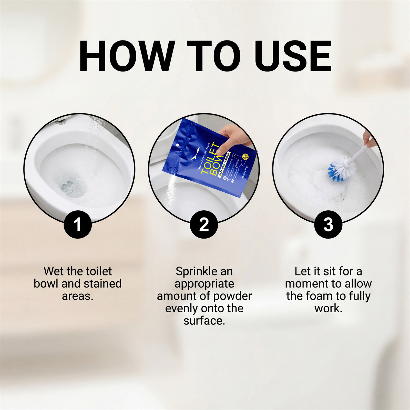 Toilet Cleansing Bubble Powder Clean Bathroom Toilet Remove Yellow Stains Reduce Odors Long Lasting Fragrance