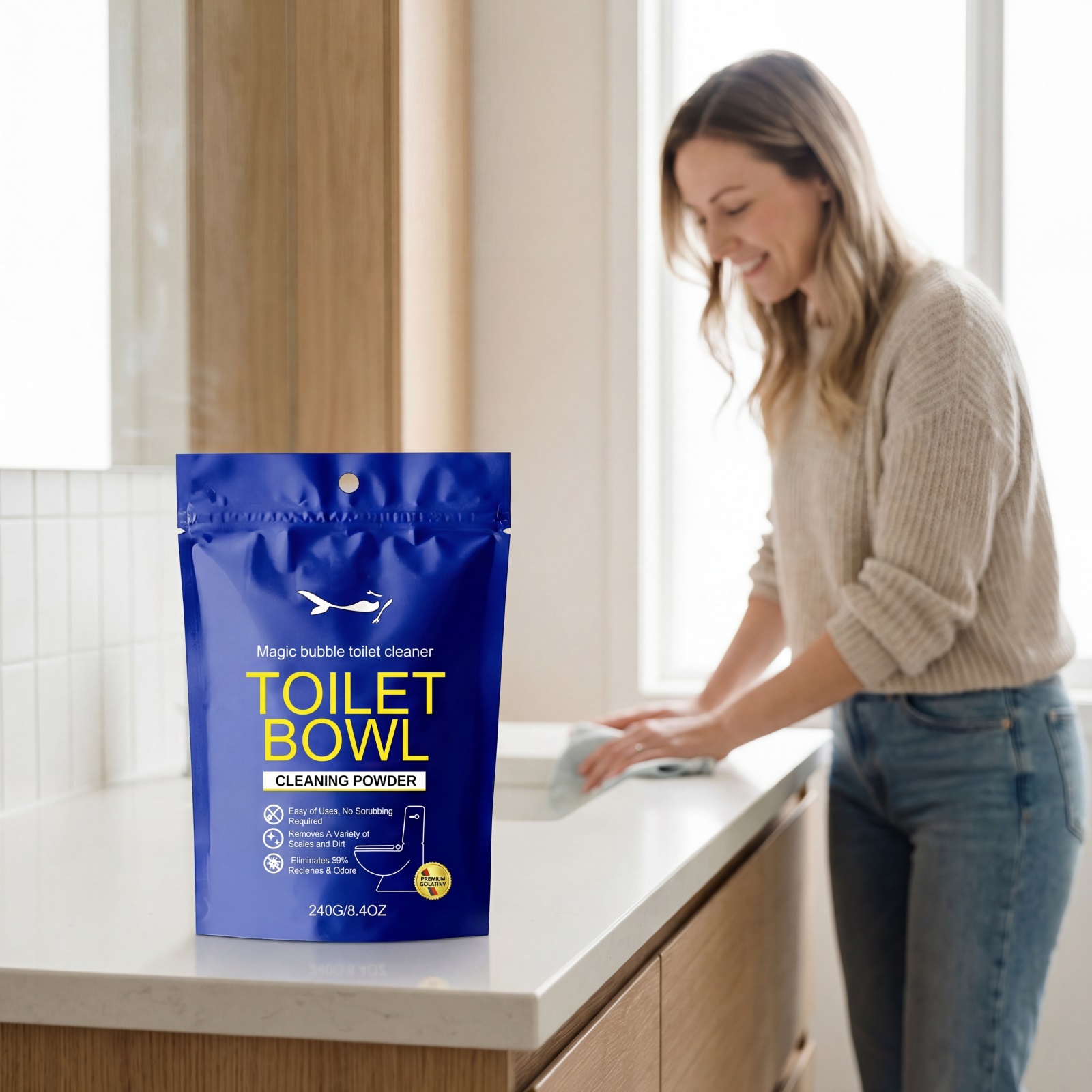 Toilet Cleansing Bubble Powder Clean Bathroom Toilet Remove Yellow Stains Reduce Odors Long Lasting Fragrance