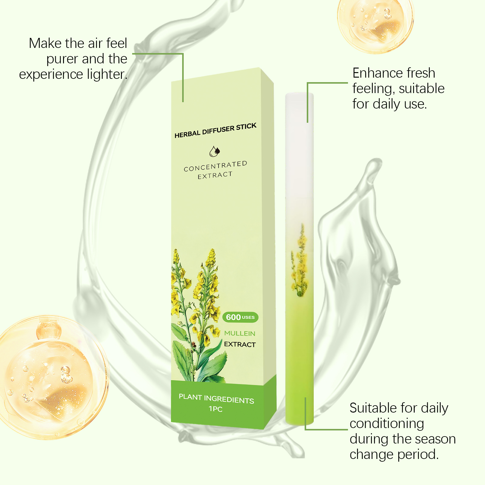 Mullein Cleansing Herbal Stick Mild Ingredients Moisturize Body Daily Portable Herbal Care Rod