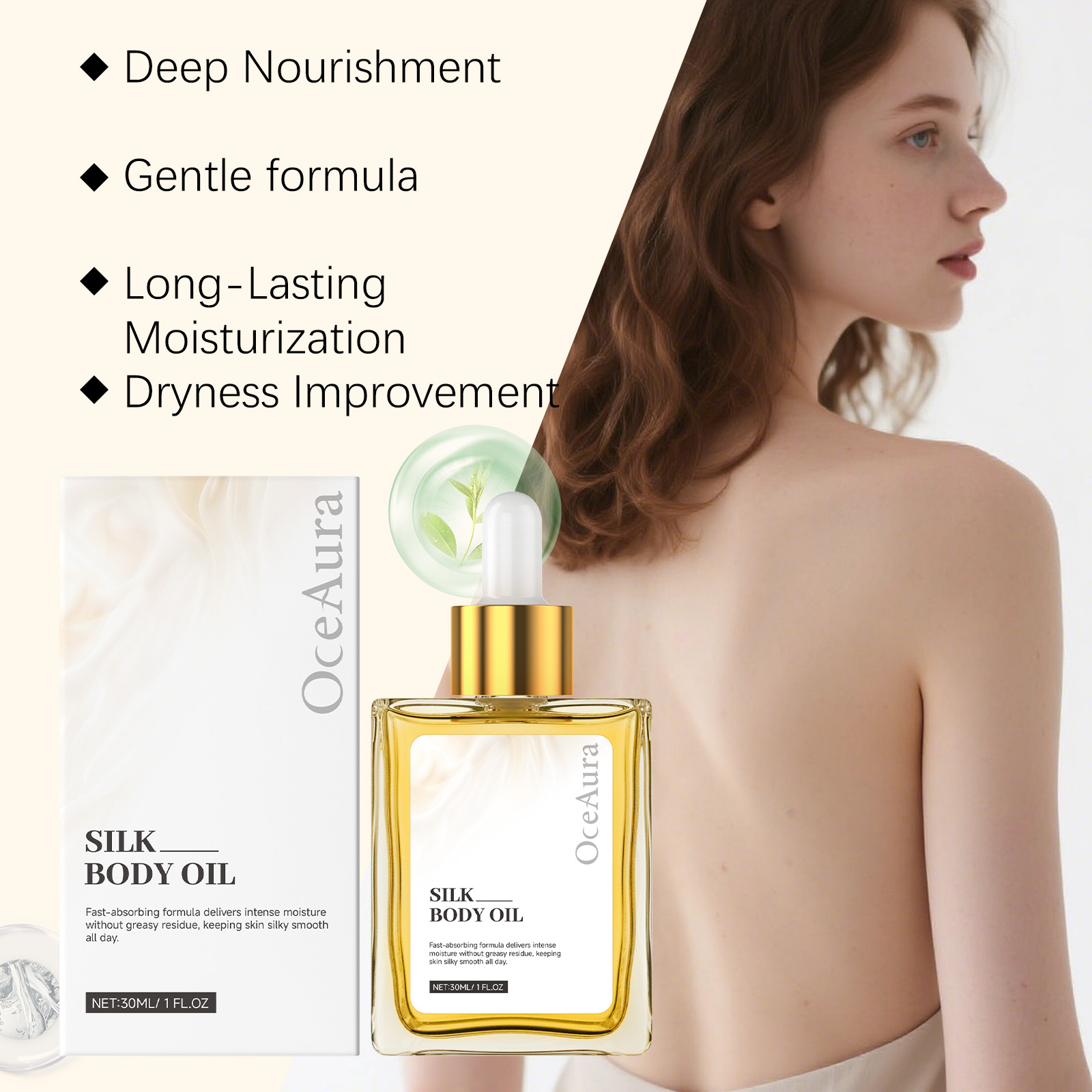 Silk Soft Body Essential Oil Fresh Moist Non Sticky Gentle Skin Easy Absorb