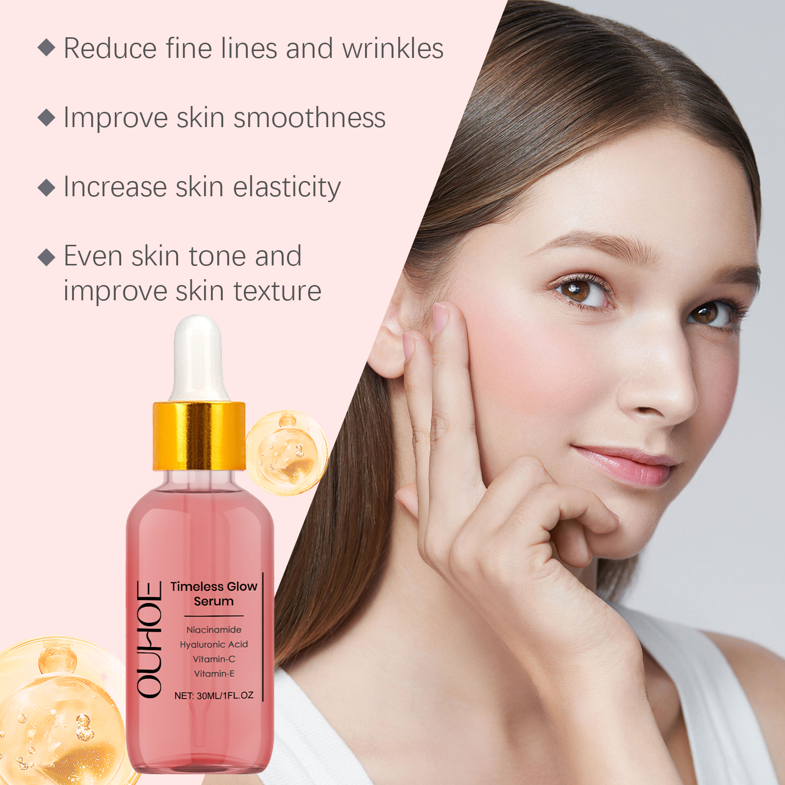 Hyaluronic Acid Firming Essence Liquid Hydrating Moisturizing Firming Reducing Fine Lines Softening Facial Skin Serum