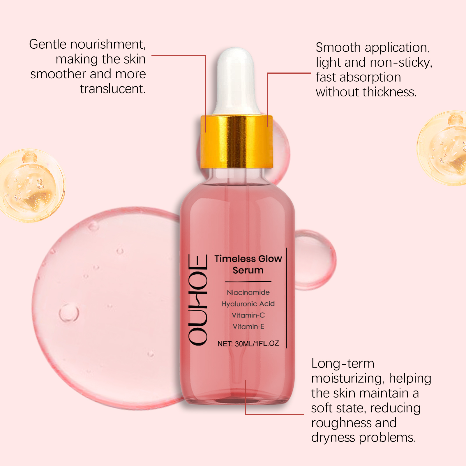 Hyaluronic Acid Firming Essence Liquid Hydrating Moisturizing Firming Reducing Fine Lines Softening Facial Skin Serum