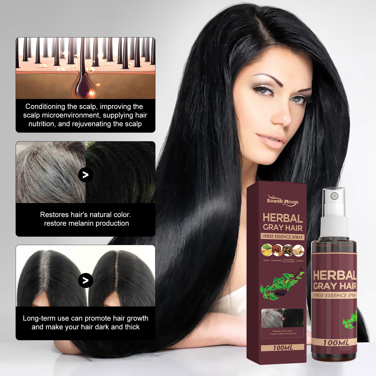 Herbal Hair Darkening Liquid Nourishing Scalp Root Care For Healthier Fuller Looking Hair Daily Treatment