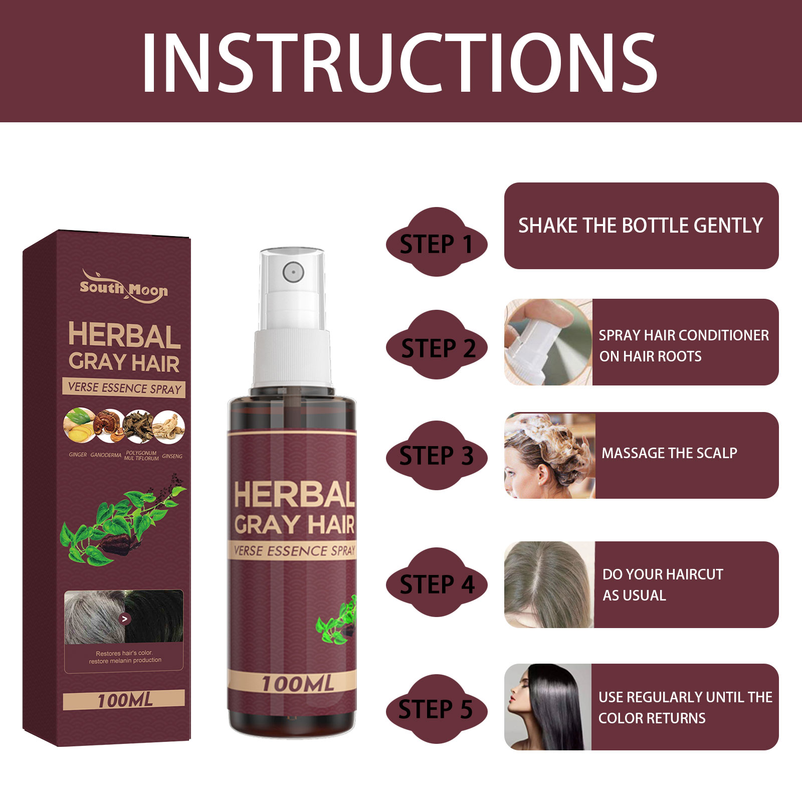 Herbal Hair Darkening Liquid Nourishing Scalp Root Care For Healthier Fuller Looking Hair Daily Treatment
