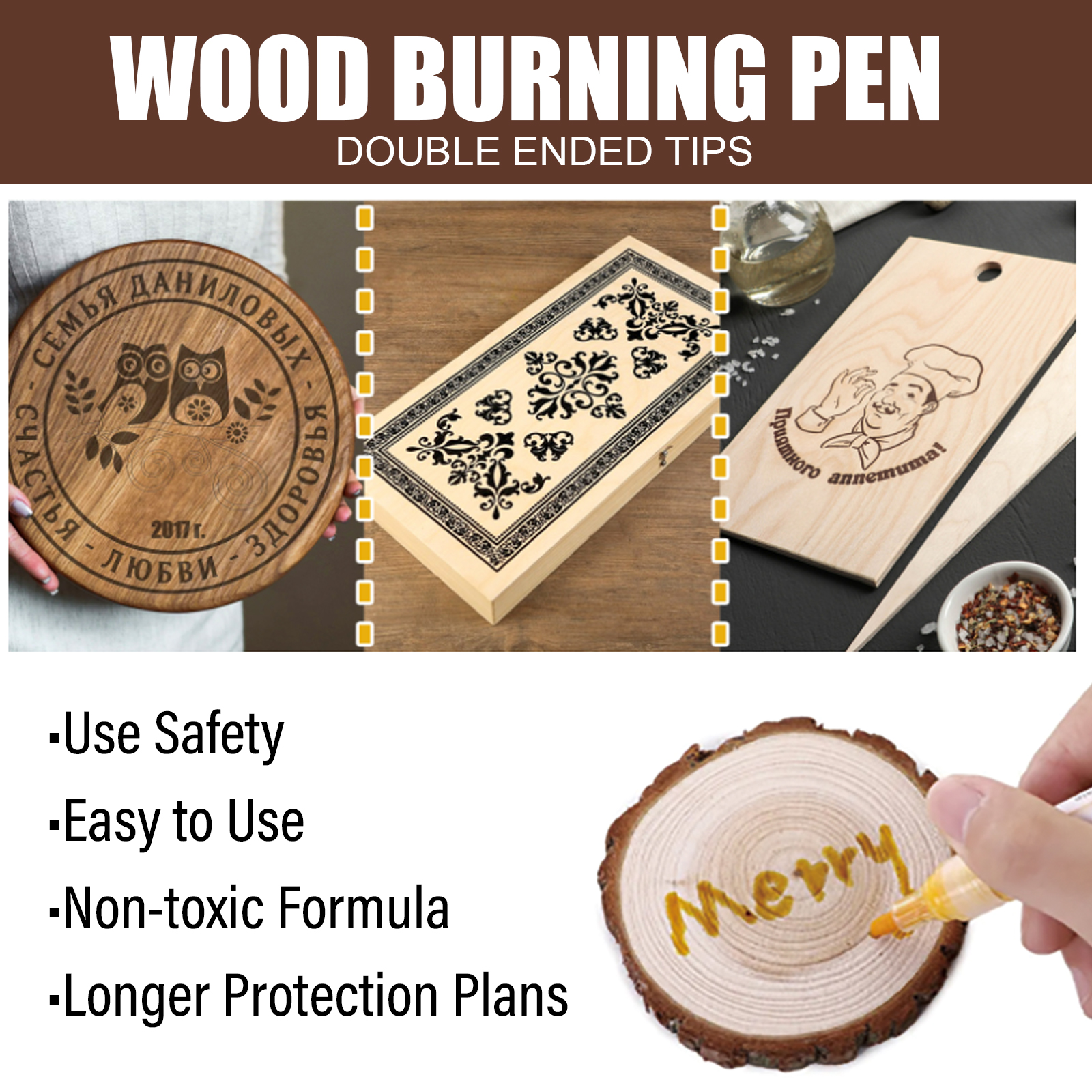 Heat Sensitive Wood Burning Marker Pen For DIY Craft Woodworking Branding Iron Art Design 1 PCS