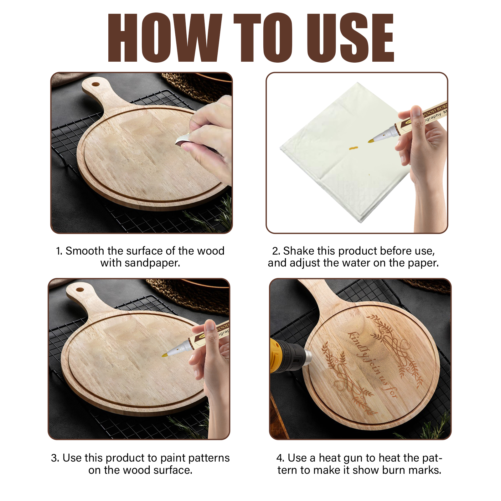Heat Sensitive Wood Burning Marker Pen For DIY Craft Woodworking Branding Iron Art Design 1 PCS