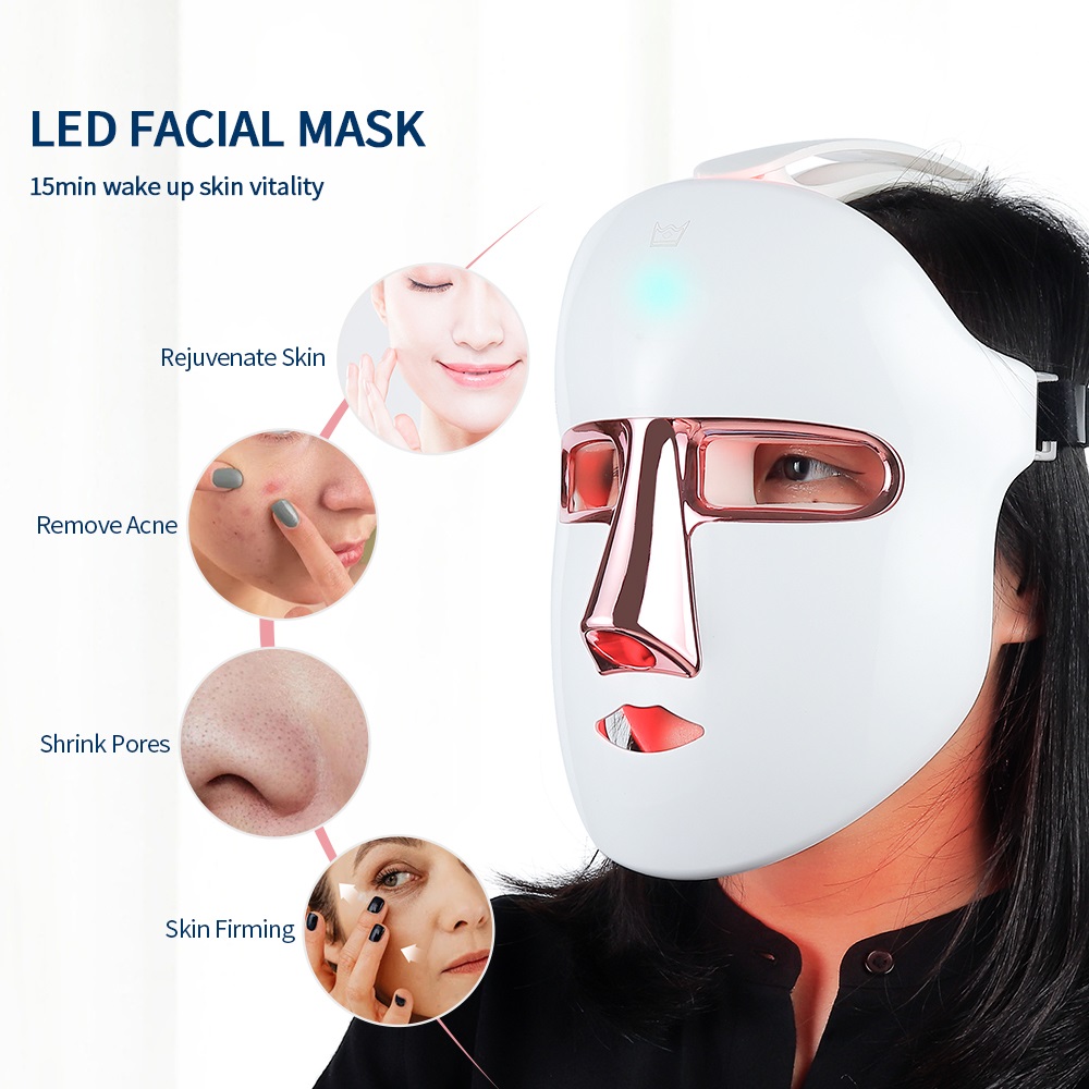 Wireless 7 Colors Face LED Mask Light Therapy Photon Facal Beauty Mask Skin Rejuvenation Anti Acne Repair Skin Tightening Anti Aging Skin Care