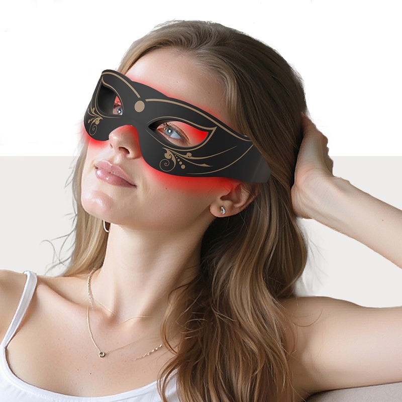 (Black) Beauty Eye Device Red Light Eye Mask Electric Radiation Eye Massager Portable Photorejuvenation Eye-Caring Household Beauty Spa Tools
