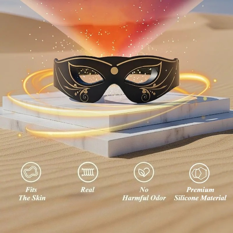 (Black) Beauty Eye Device Red Light Eye Mask Electric Radiation Eye Massager Portable Photorejuvenation Eye-Caring Household Beauty Spa Tools