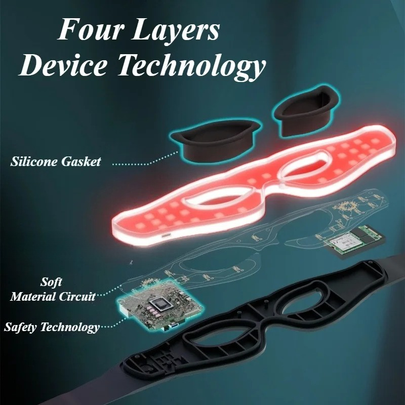 (Black) Beauty Eye Device Red Light Eye Mask Electric Radiation Eye Massager Portable Photorejuvenation Eye-Caring Household Beauty Spa Tools