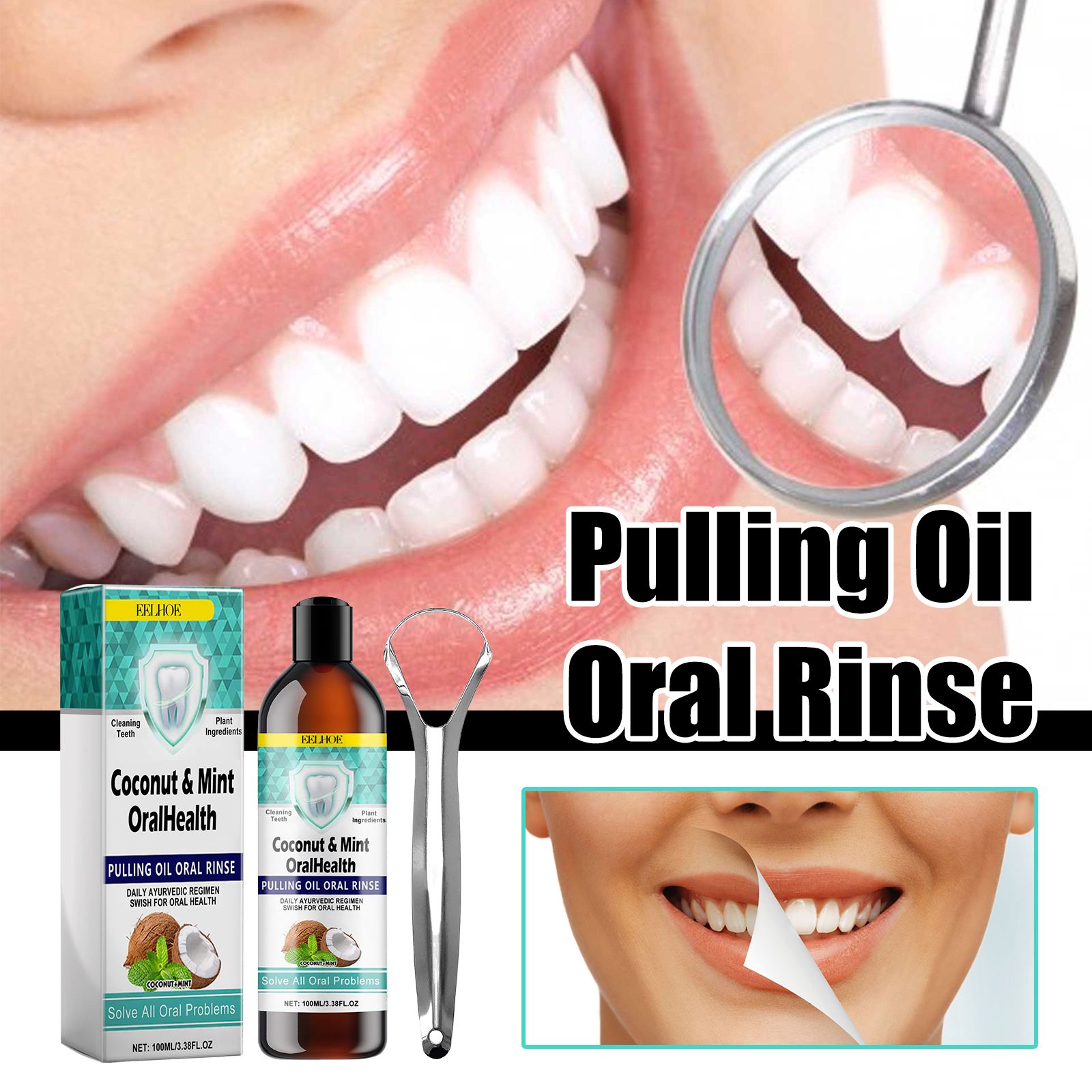 Coconut Oil Mouthwash Oral Rinse For Teeth Stain Removal Fresh Breath Gum Care Daily Hygiene