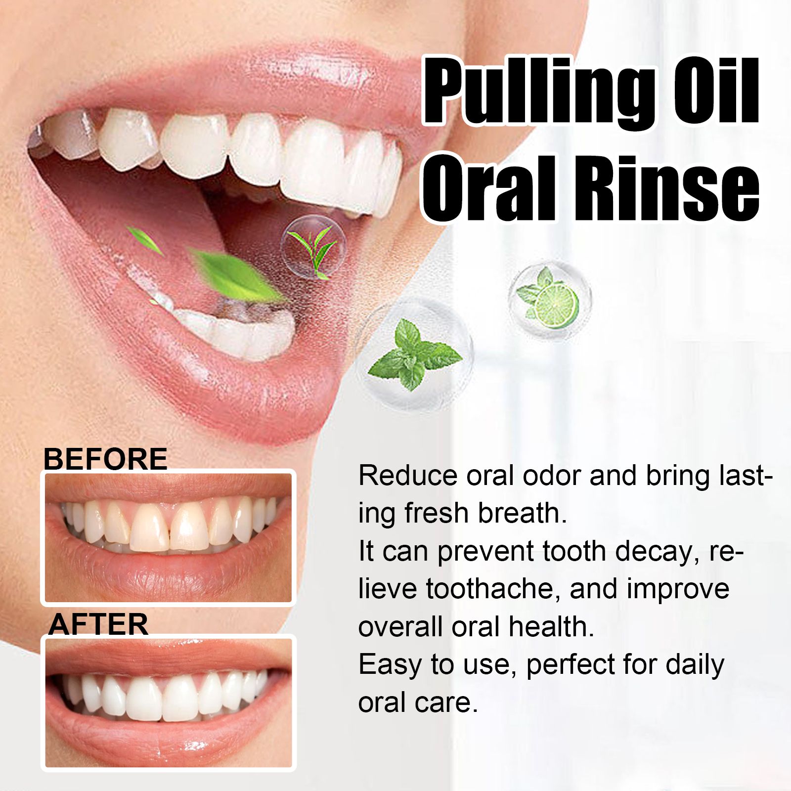 Coconut Oil Mouthwash Oral Rinse For Teeth Stain Removal Fresh Breath Gum Care Daily Hygiene