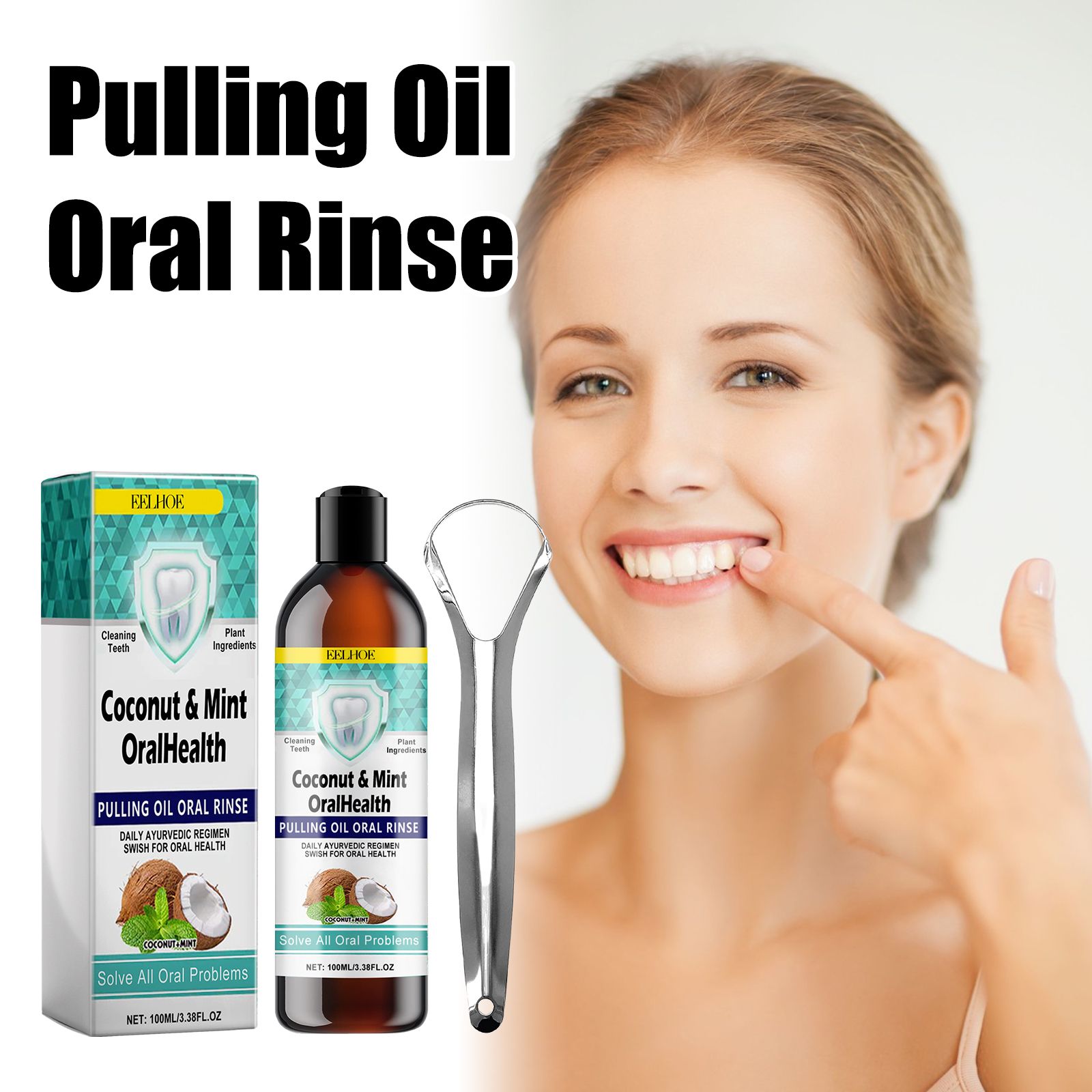 Coconut Oil Mouthwash Oral Rinse For Teeth Stain Removal Fresh Breath Gum Care Daily Hygiene