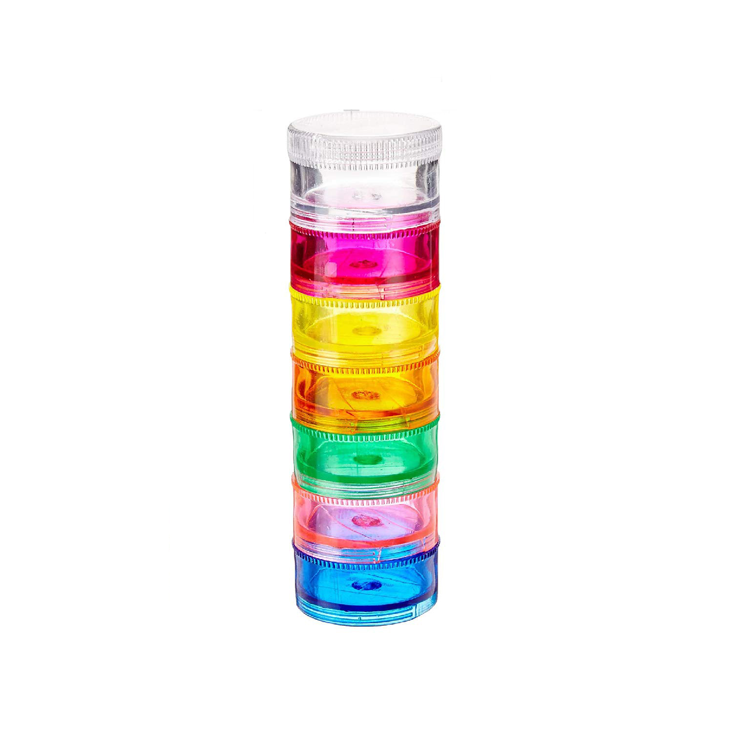(2x Pill Organizer Cases) Mini Pill Organizer Case Rainbow 7 Day Stackable Tower Box Medicine Planner Small Case Weekly Portable Travel Container for Medications Vitamins and Supplement