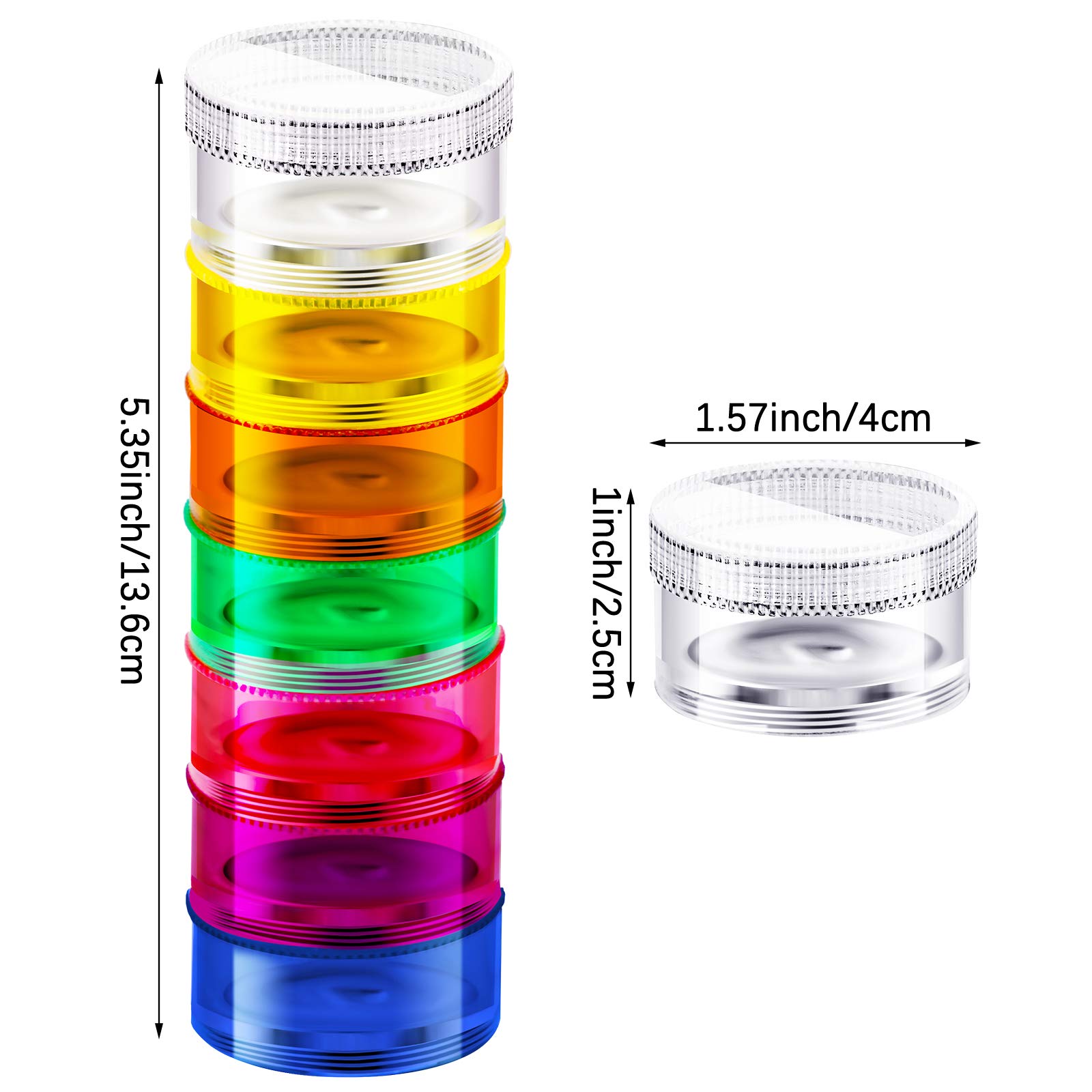 (2x Pill Organizer Cases) Mini Pill Organizer Case Rainbow 7 Day Stackable Tower Box Medicine Planner Small Case Weekly Portable Travel Container for Medications Vitamins and Supplement