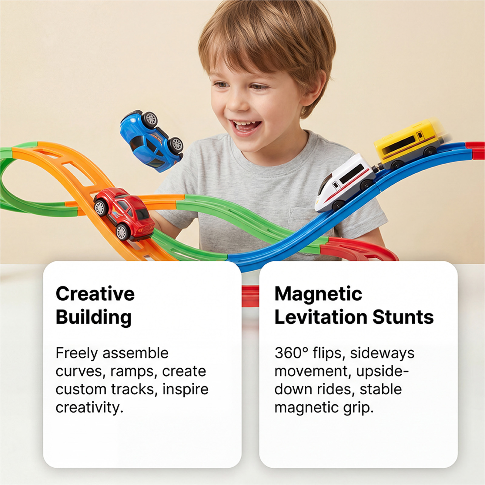 (C) Sell Well Children'S Anti-Gravity Magnetic Attraction Track Train Changeable Magnetic Magic Rail Car Electric Train Toy ﻿