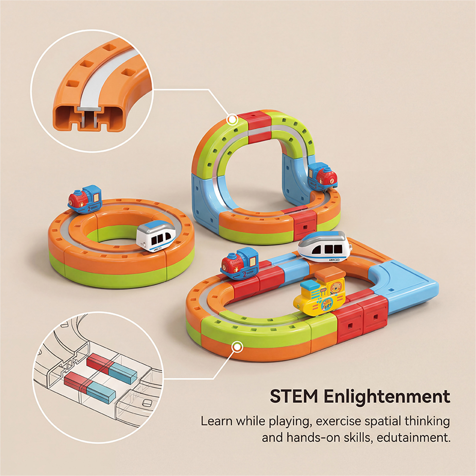 (C) Sell Well Children'S Anti-Gravity Magnetic Attraction Track Train Changeable Magnetic Magic Rail Car Electric Train Toy ﻿