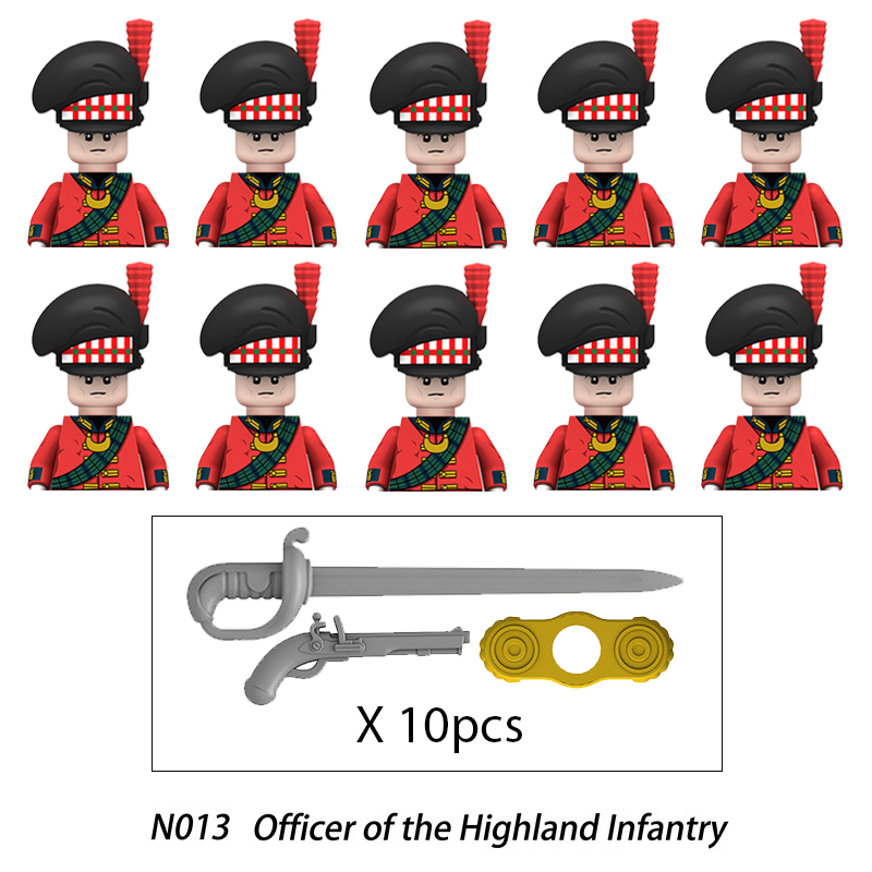 (Army A) Napoleonic Wars Military Soldiers Building Blocks WW2 Mini Figures French British Fusilier Rifles Weapons Toys For Kids