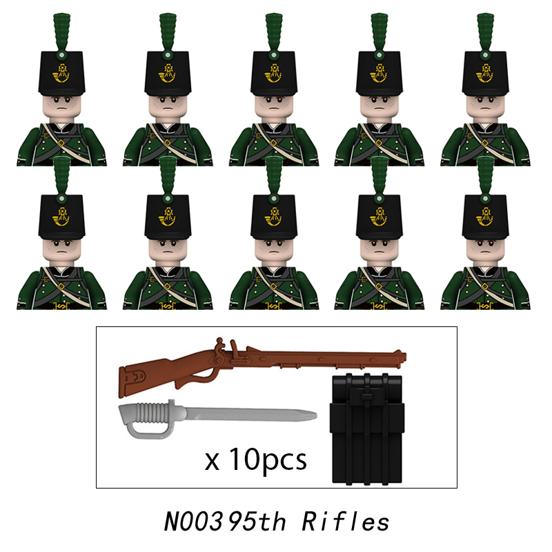Napoleonic Wars Military Soldiers Building Blocks WW2 Mini Figures French British Fusilier Rifles Weapons Toys For Kids