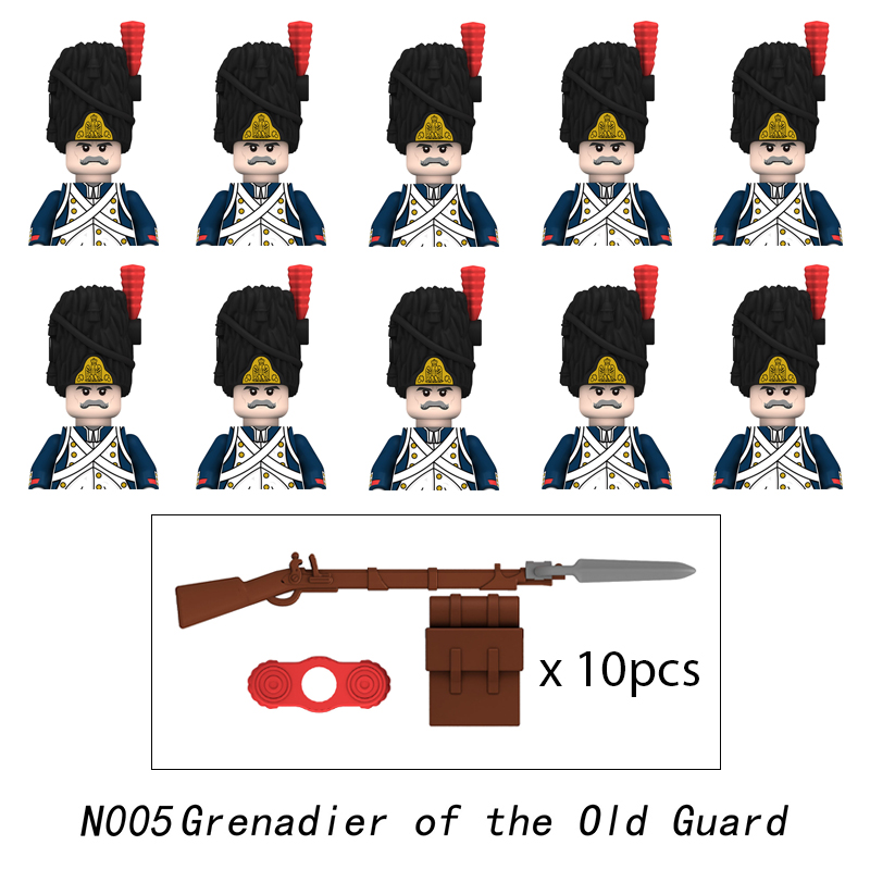(Army A) Napoleonic Wars Military Soldiers Building Blocks WW2 Mini Figures French British Fusilier Rifles Weapons Toys For Kids