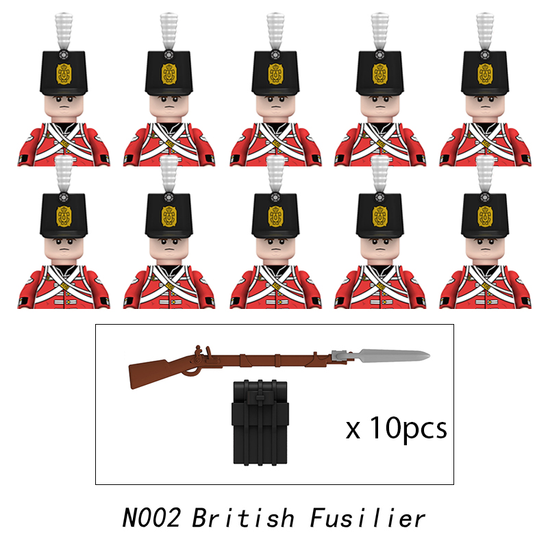 (Army A) Napoleonic Wars Military Soldiers Building Blocks WW2 Mini Figures French British Fusilier Rifles Weapons Toys For Kids