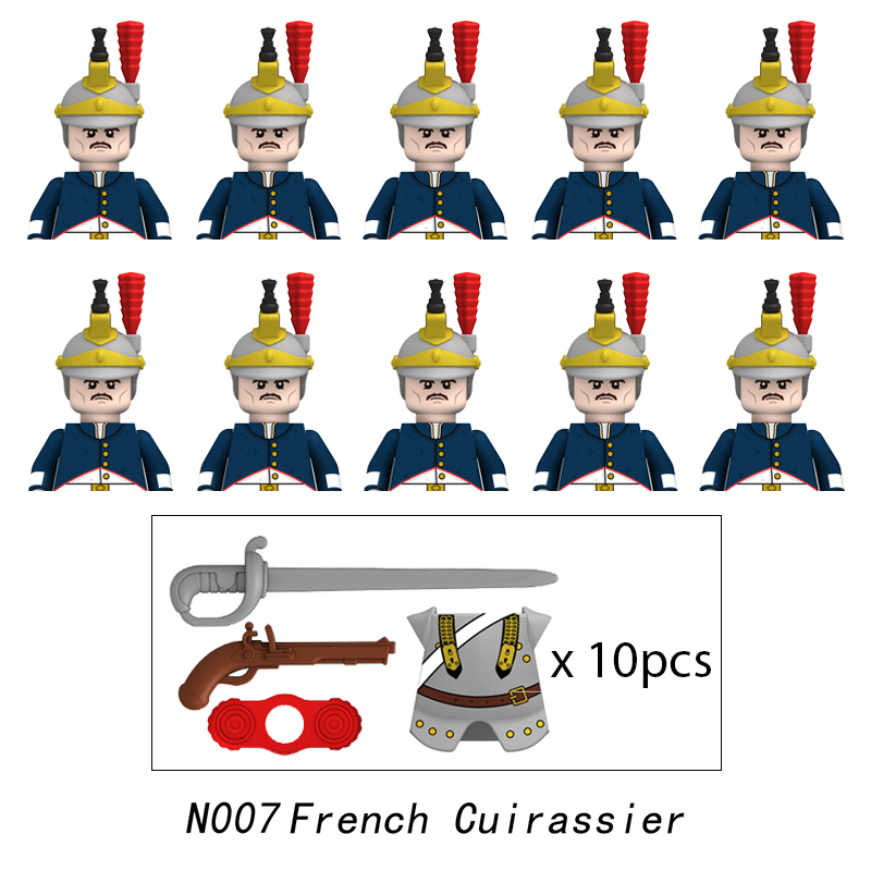 (Army A) Napoleonic Wars Military Soldiers Building Blocks WW2 Mini Figures French British Fusilier Rifles Weapons Toys For Kids