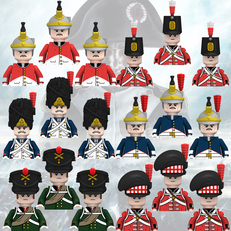 (Army A) Napoleonic Wars Military Soldiers Building Blocks WW2 Mini Figures French British Fusilier Rifles Weapons Toys For Kids