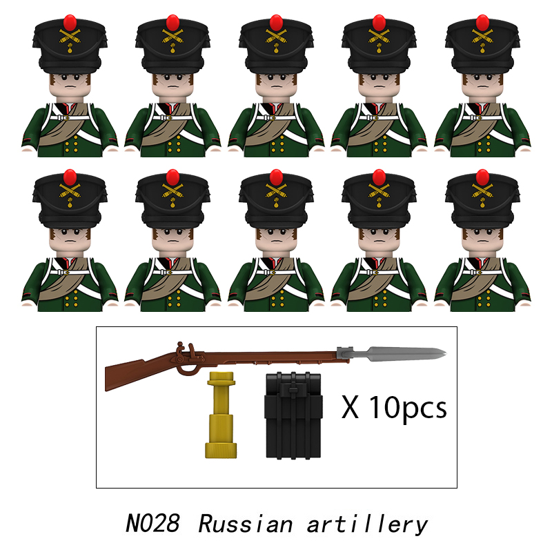 (Army A) Napoleonic Wars Military Soldiers Building Blocks WW2 Mini Figures French British Fusilier Rifles Weapons Toys For Kids