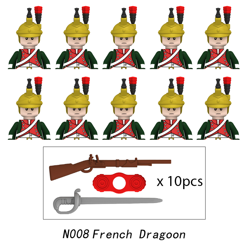 (Army A) Napoleonic Wars Military Soldiers Building Blocks WW2 Mini Figures French British Fusilier Rifles Weapons Toys For Kids