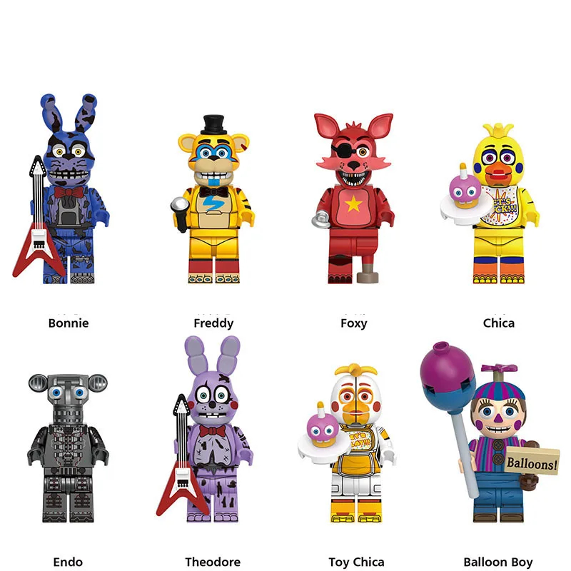 Mini Building Blocks 8Pcs Action Figure Toys At Five Nights DIY Model Game Figurines Children Birthday Gifts