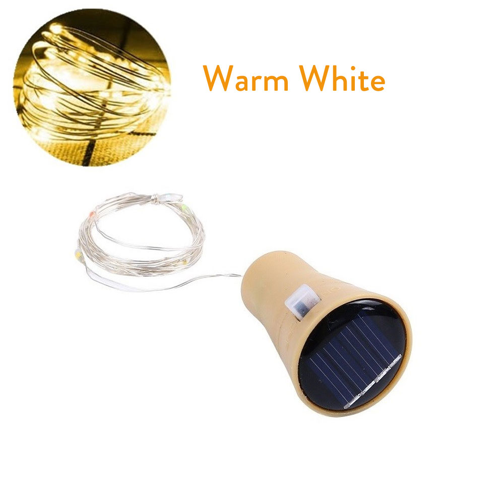 (Yellow) Solar Wine Bottle Led String Fairy Light Garland Wedding Holiday 1m 10leds Christmas Cork For christmas Copper Lights Decoration