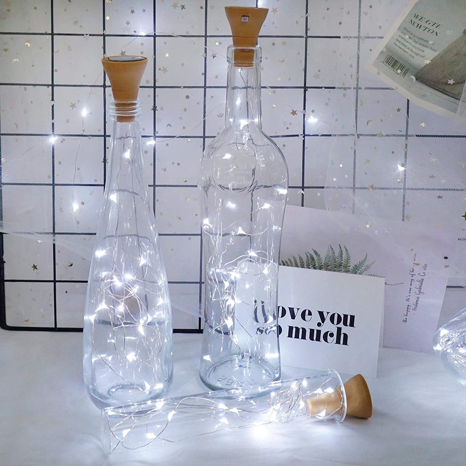 (Yellow) Solar Wine Bottle Led String Fairy Light Garland Wedding Holiday 1m 10leds Christmas Cork For christmas Copper Lights Decoration