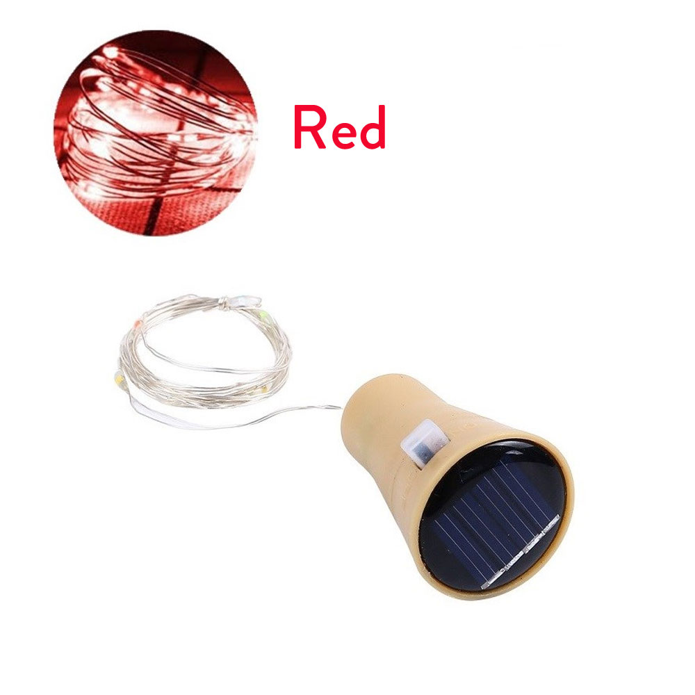 (Yellow) Solar Wine Bottle Led String Fairy Light Garland Wedding Holiday 1m 10leds Christmas Cork For christmas Copper Lights Decoration
