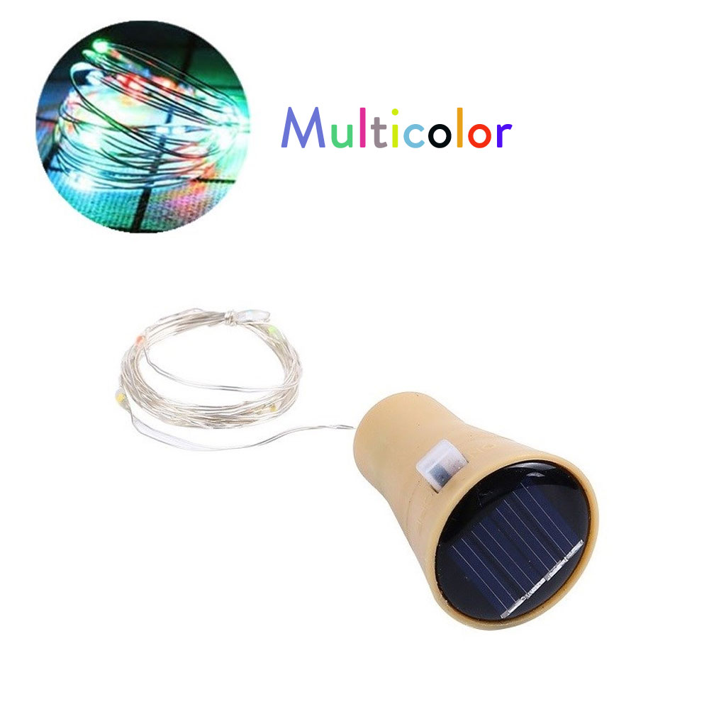 (Yellow) Solar Wine Bottle Led String Fairy Light Garland Wedding Holiday 1m 10leds Christmas Cork For christmas Copper Lights Decoration