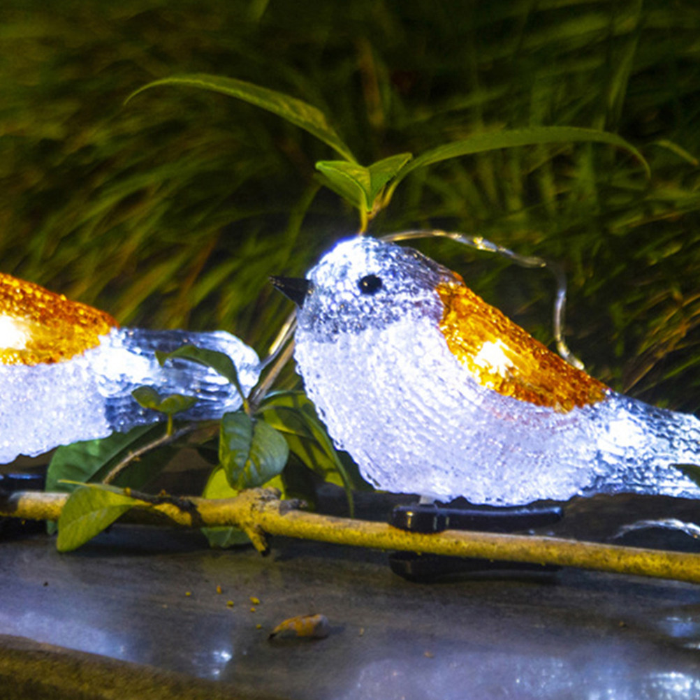 (Yellow) 1Set Solar Robin Shaped LED String Lights Decorative Lamp String for Garden Courtyard Party Warm Lighting