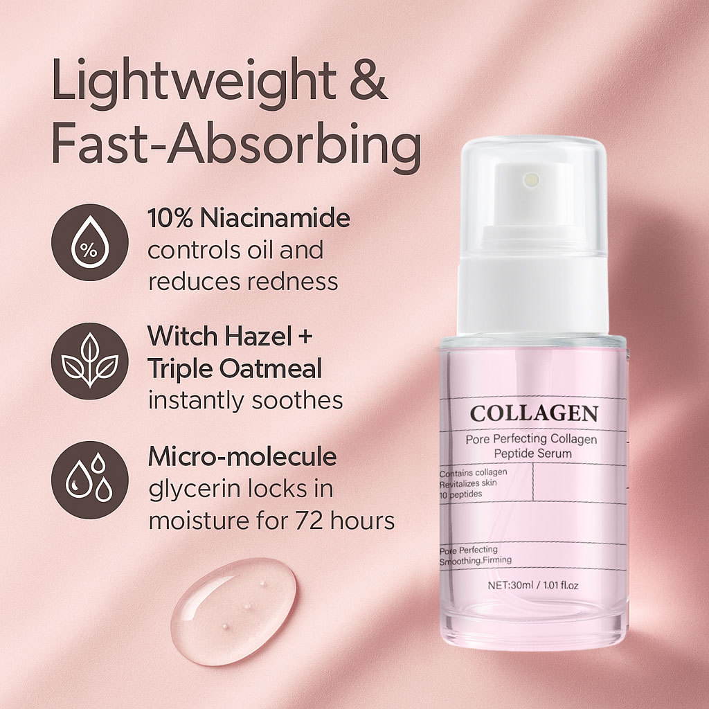 Collagen Peptide Pore Refining Serum For Skin Firming Smoothing Texture Daily Anti Aging Face Care 30g