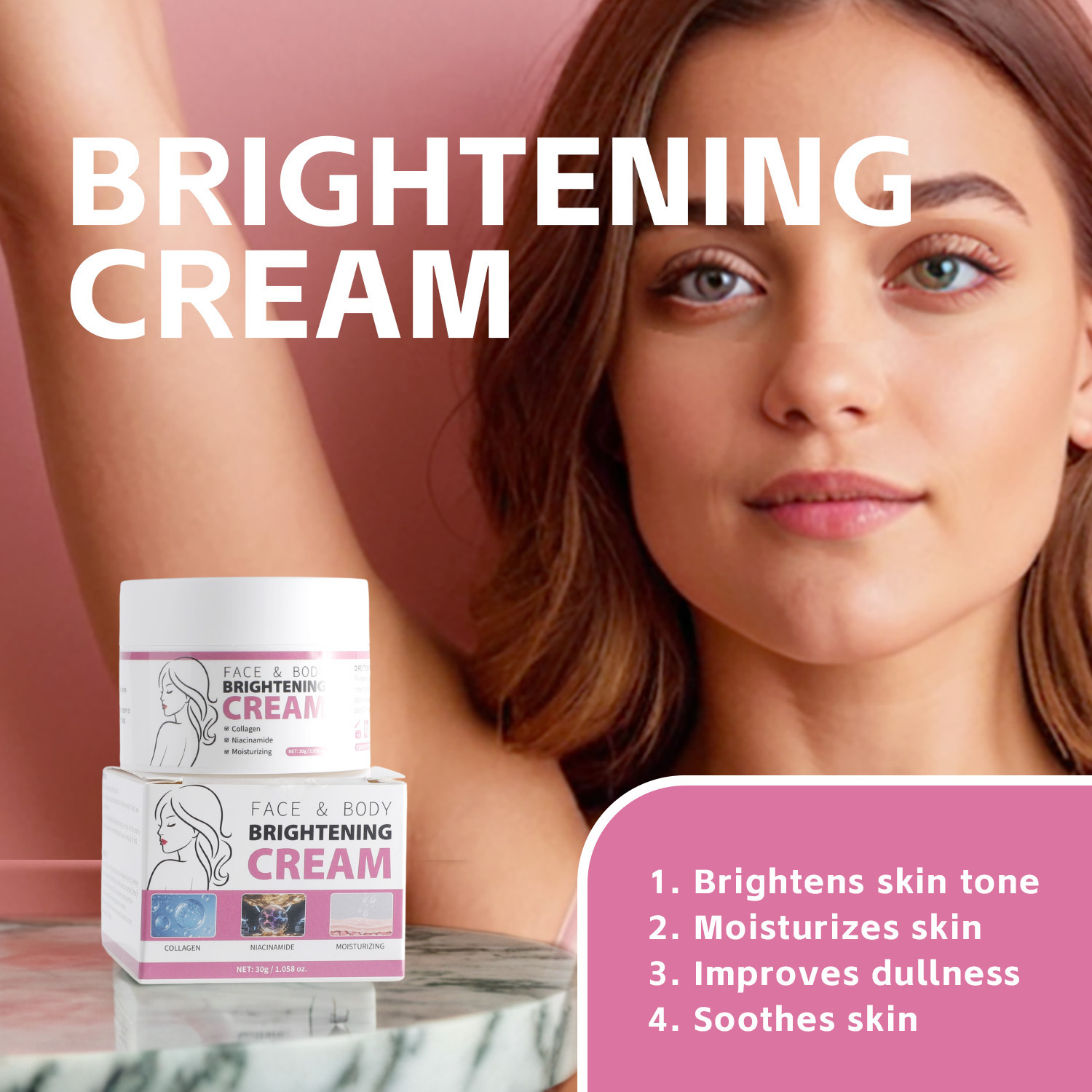 Brightening Cream Skin Brightening Dark Spot Fading For Dull Uneven Skin Daily Face Moisturizer 30g