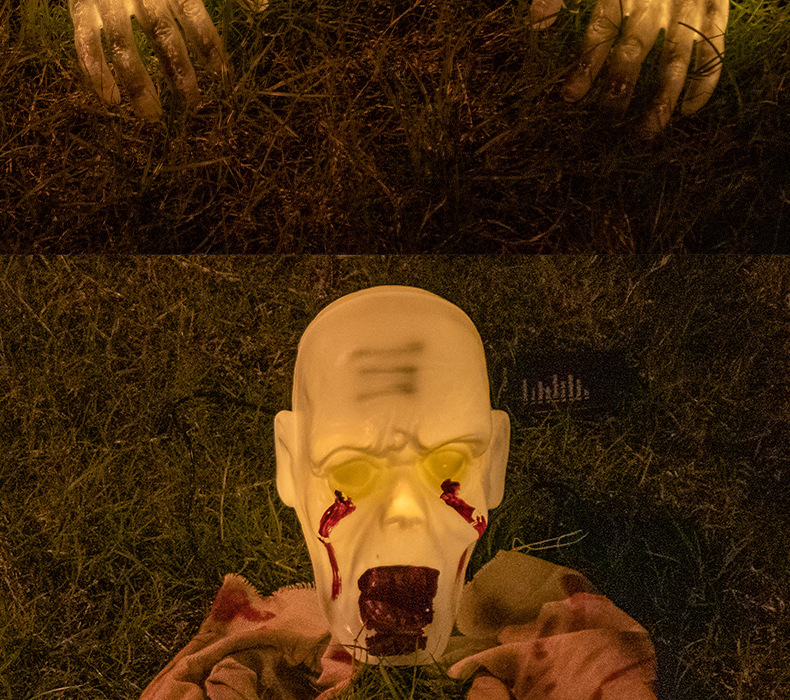 Warm Light Skull Decor Prop Set With Glowing Skull Ground Insert Halloween Horror Ornaments Crawling Ghost Head Gloves