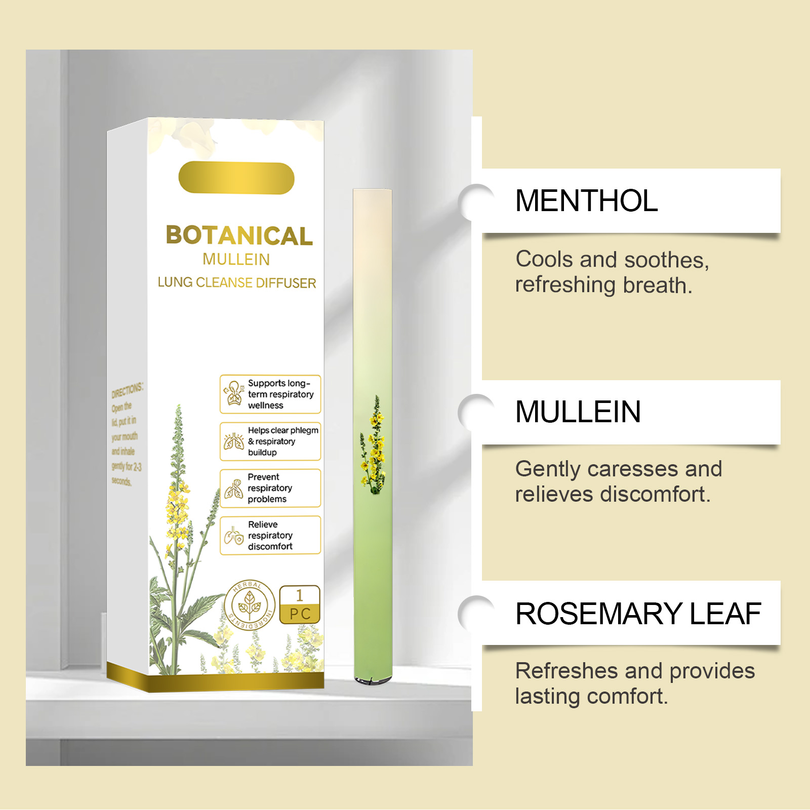 Herbal Fresh Breathing Stick Mild Natural Ingredients Nourish Body Portable Massage Care For Daily Personal Carry Use