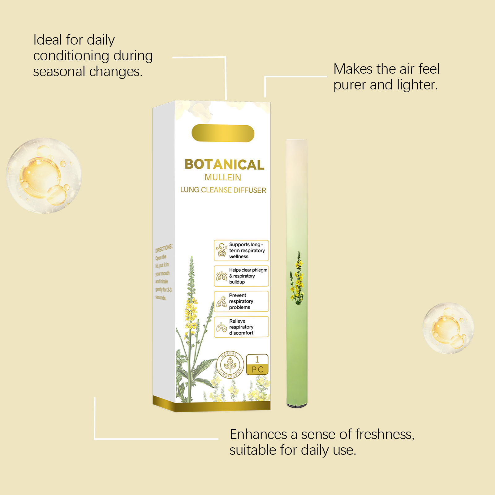Herbal Fresh Breathing Stick Mild Natural Ingredients Nourish Body Portable Massage Care For Daily Personal Carry Use