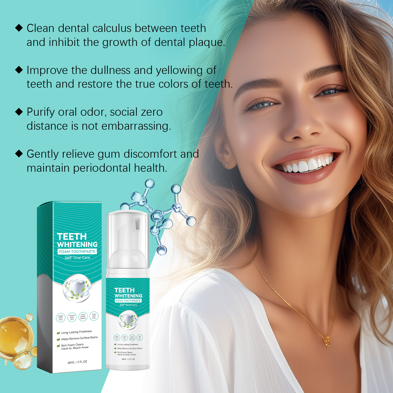 Press Foam Toothpaste Portable Rich Bubbles Mild Clean Yellow Remove Bright Teeth Fresh Breath Carry Short Trip Use