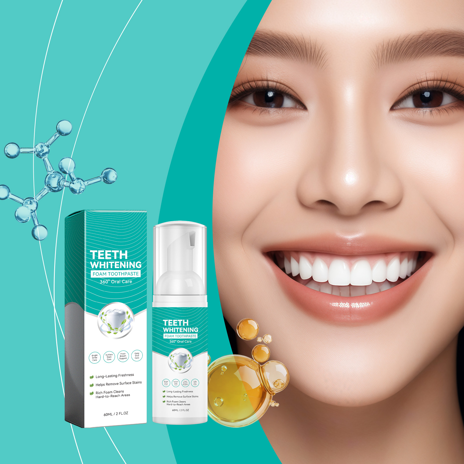 Press Foam Toothpaste Portable Rich Bubbles Mild Clean Yellow Remove Bright Teeth Fresh Breath Carry Short Trip Use