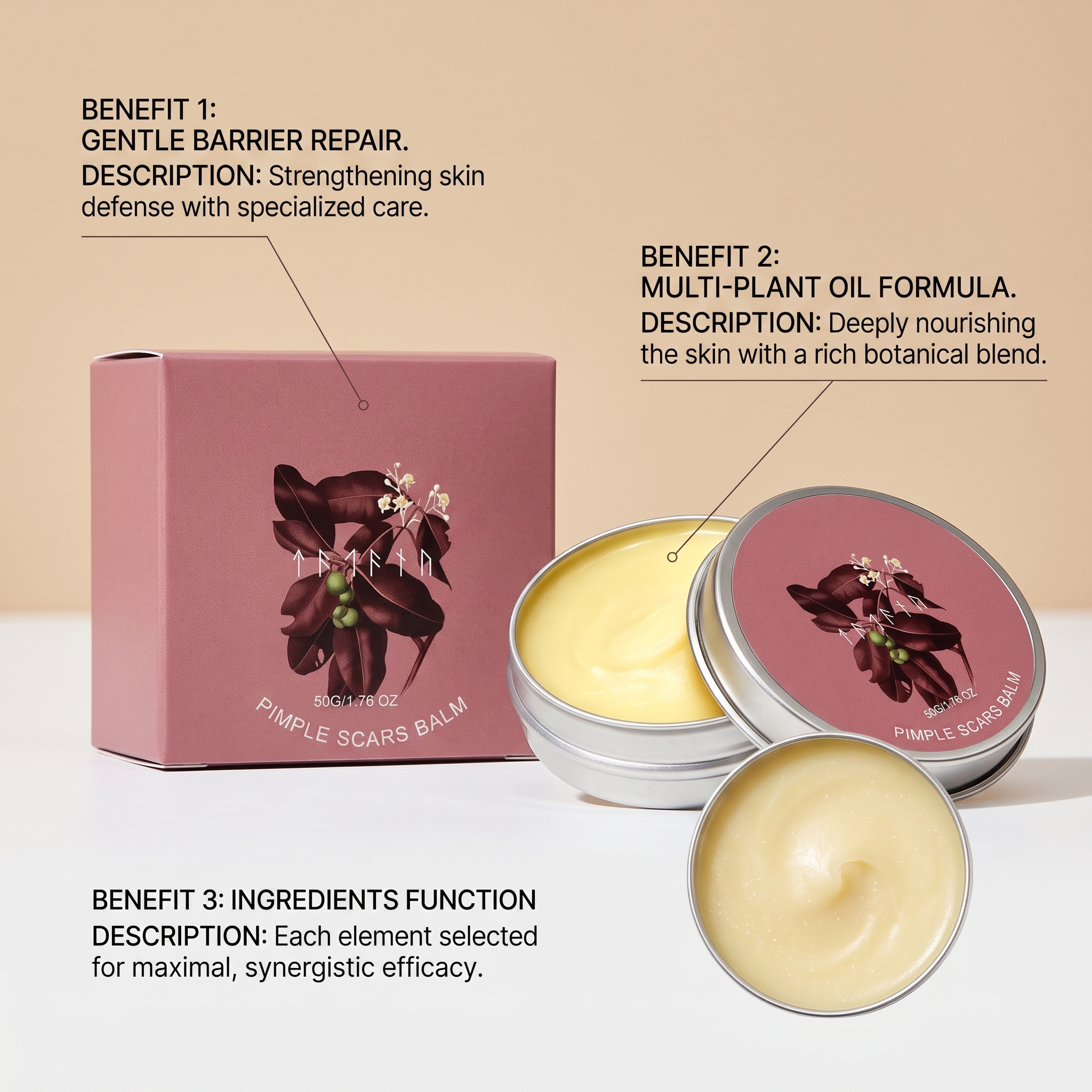 Acne Skin Ointment Herbal Plant Extract Formula Mild Moisturizing Smooth Refreshing Clean Facial Acne Skin Care