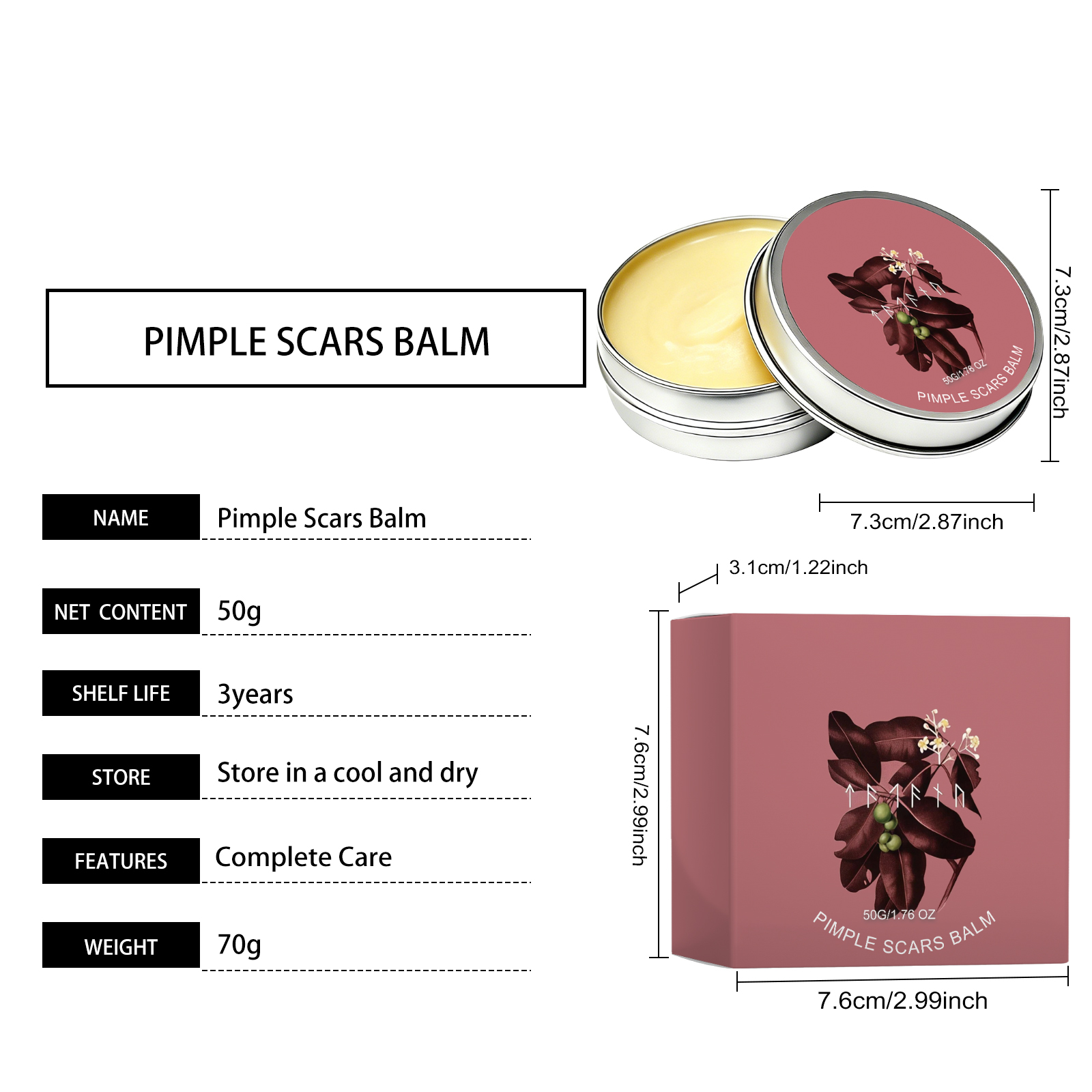 Acne Skin Ointment Herbal Plant Extract Formula Mild Moisturizing Smooth Refreshing Clean Facial Acne Skin Care