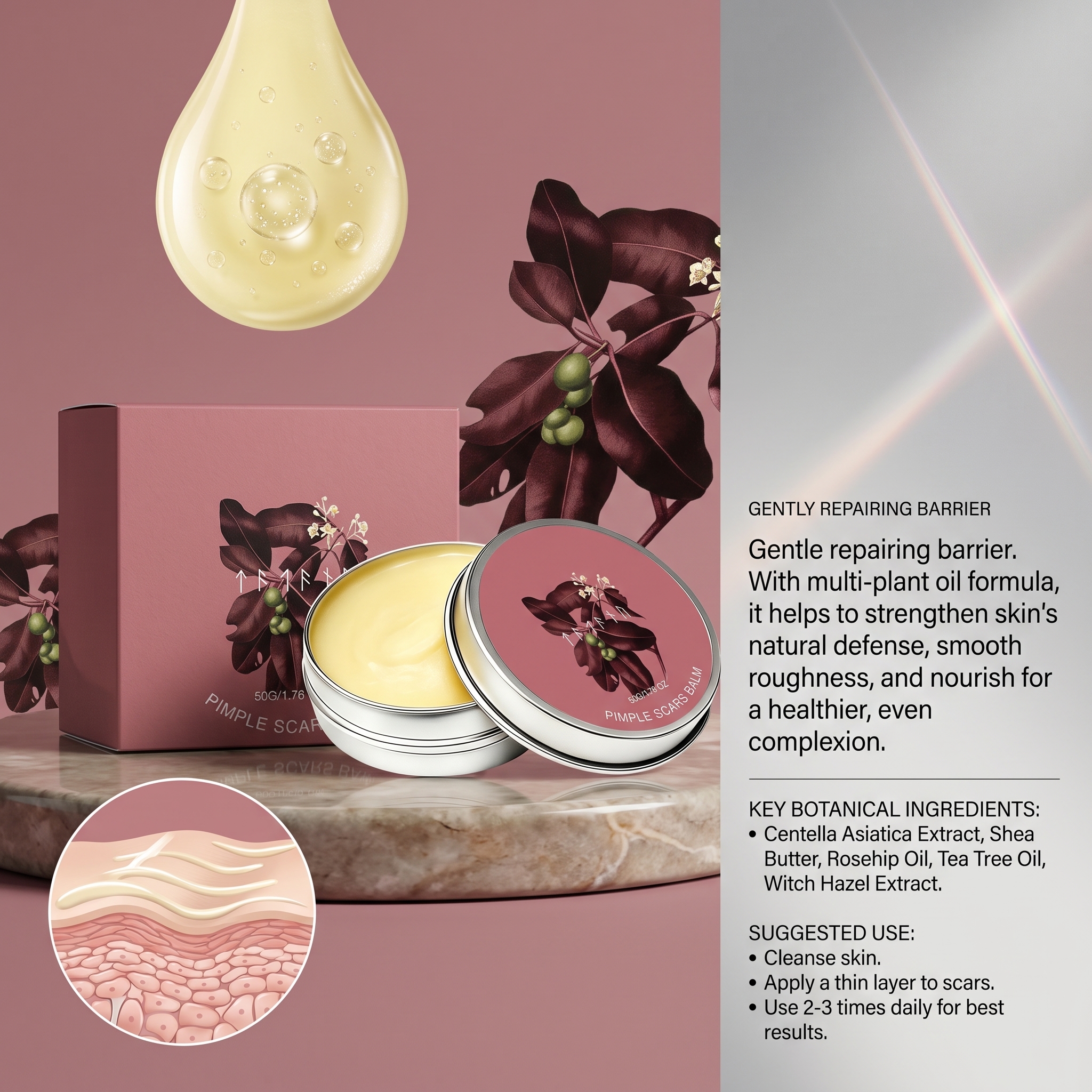 Acne Skin Ointment Herbal Plant Extract Formula Mild Moisturizing Smooth Refreshing Clean Facial Acne Skin Care