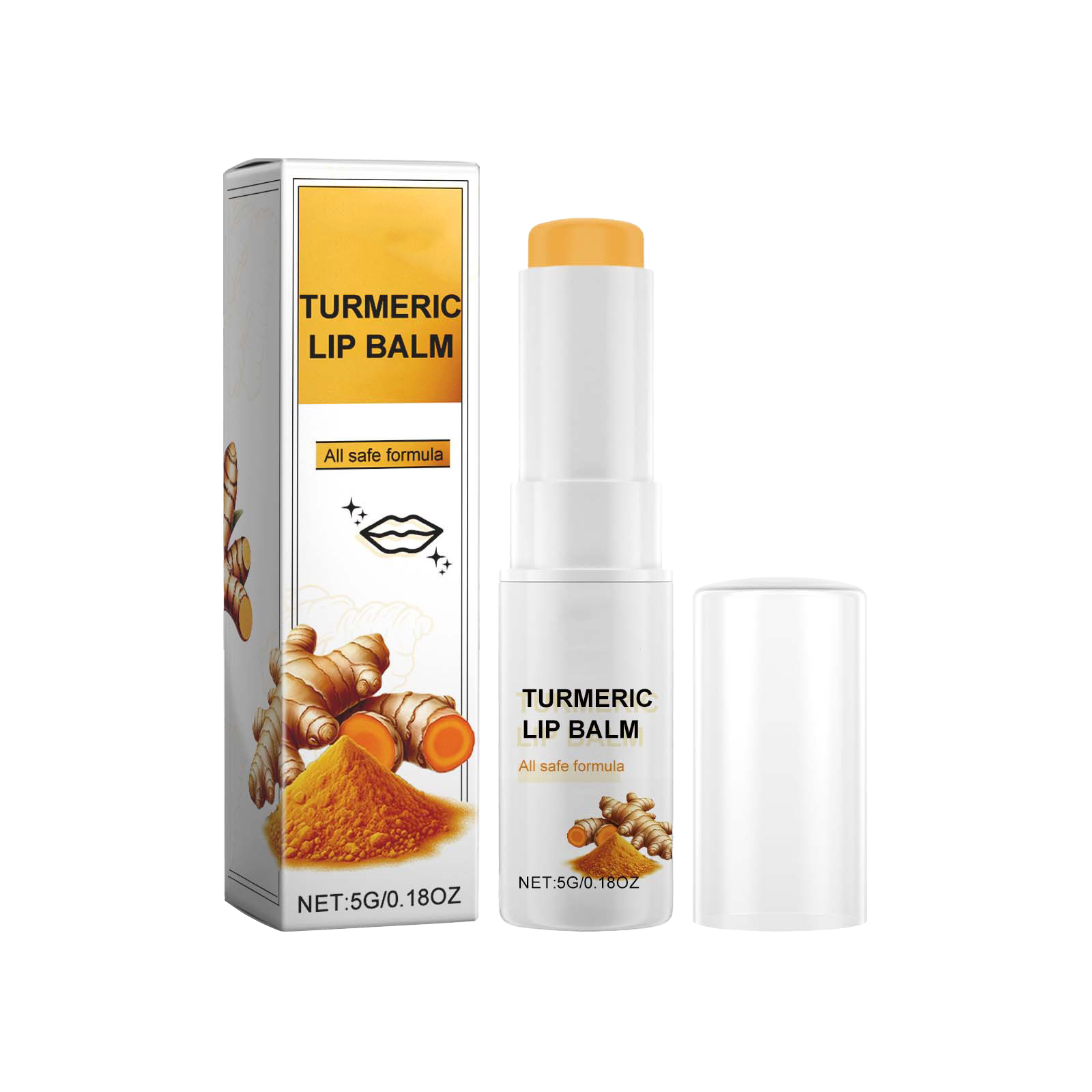 Turmeric Lip Balm Mild Ingredients Moisturize Hydrate Nourish Plump Smooth Repair Care For Lip Skin Gentle Daily Use