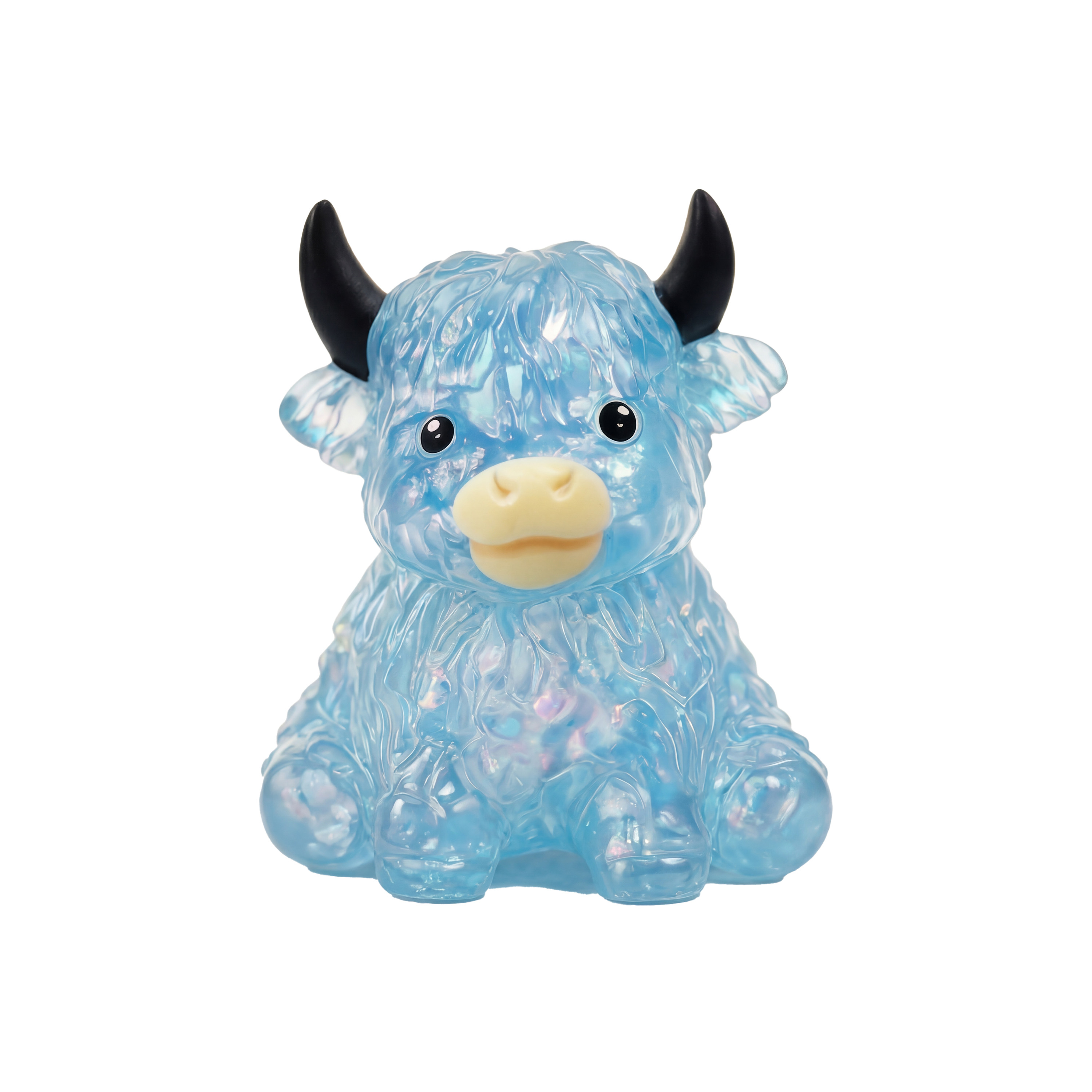 Sequined Cow Squeeze Toy Blue Sensory Stress Relief Fun Portable Cute Desk Decoration Play Item Small Hand Fidget Gadget