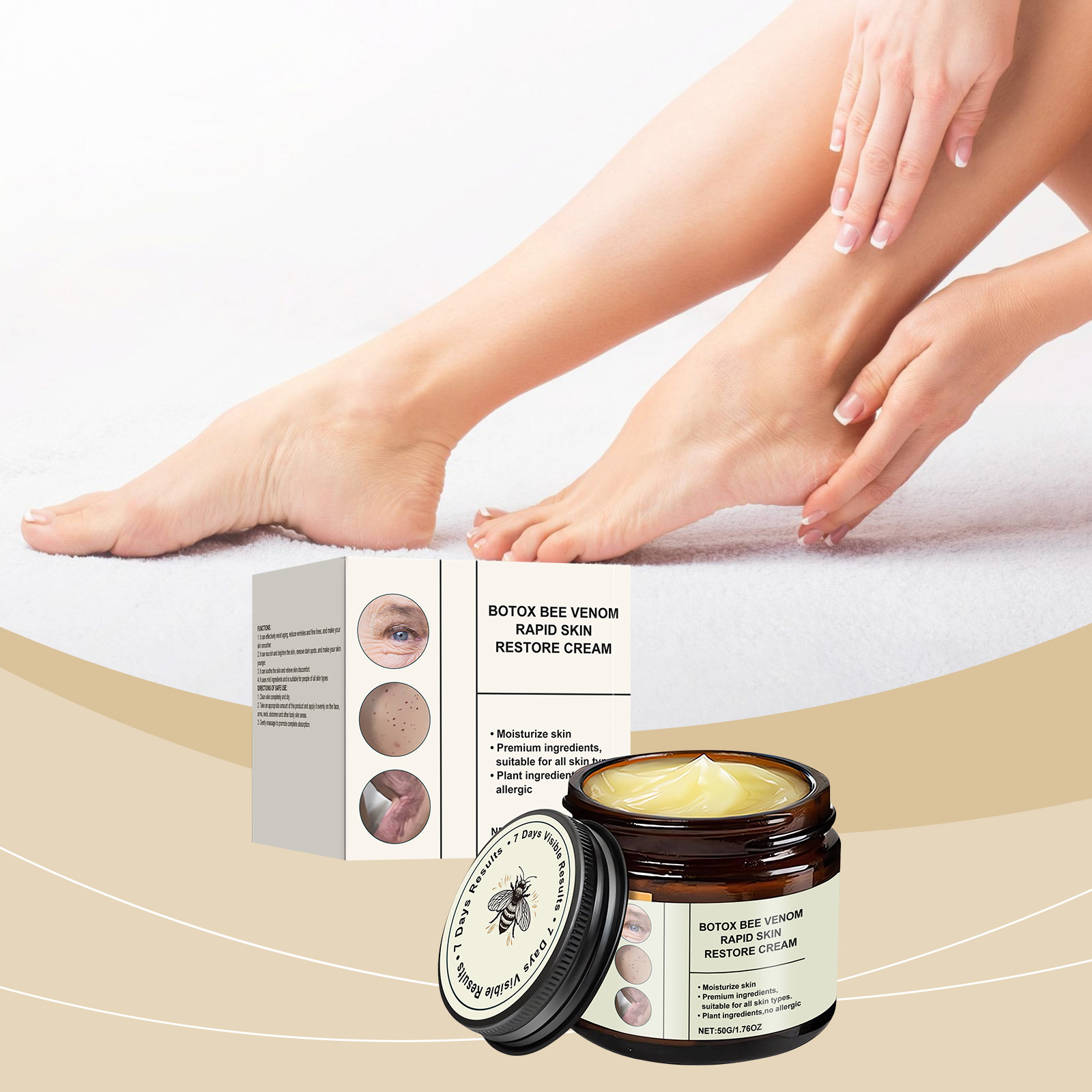 Bee Venum Skin Care Cream Deep Nourish Elastic Moisturize Soft Bright Body Skin